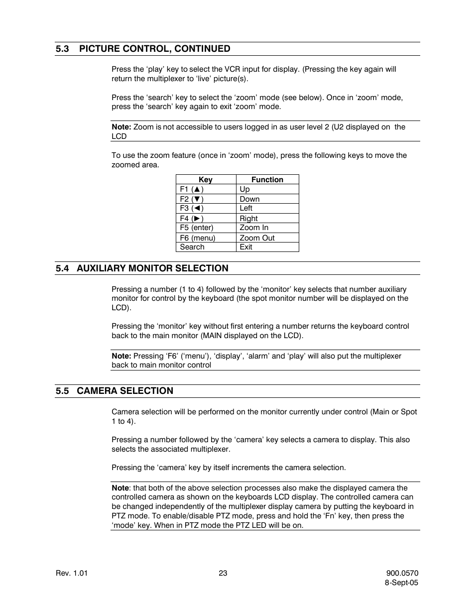 4auxiliary monitor selection, 5camera selection, Auxiliary monitor selection | Camera selection | Honeywell HJZTP User Manual | Page 33 / 64