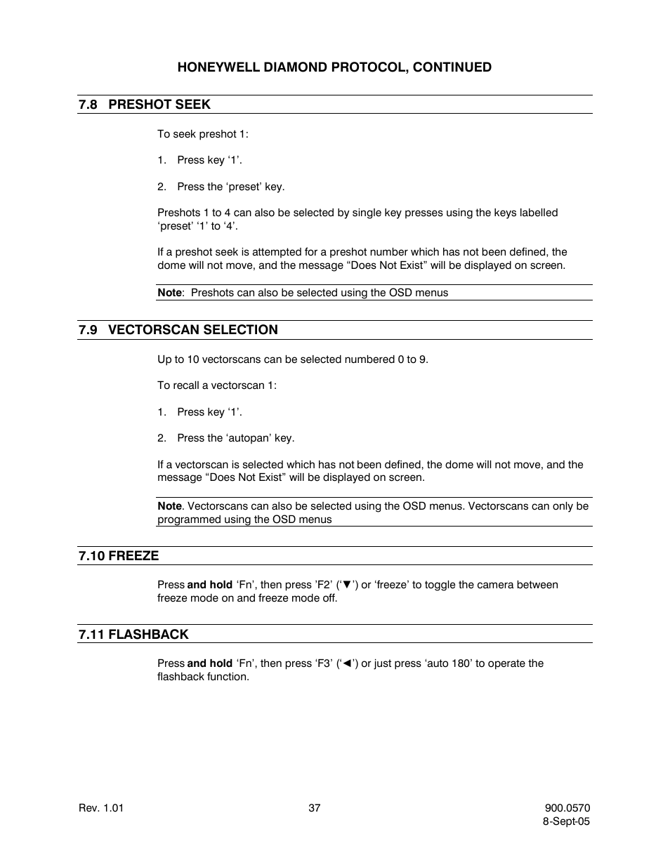 8preshot seek, 9vectorscan selection, 10freeze | 11flashback, Preshot seek, Vectorscan selection, 10 freeze, 11 flashback | Honeywell HJZTP User Manual | Page 47 / 64