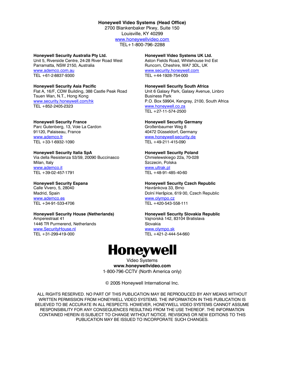 Honeywell HJZTP User Manual | Page 64 / 64