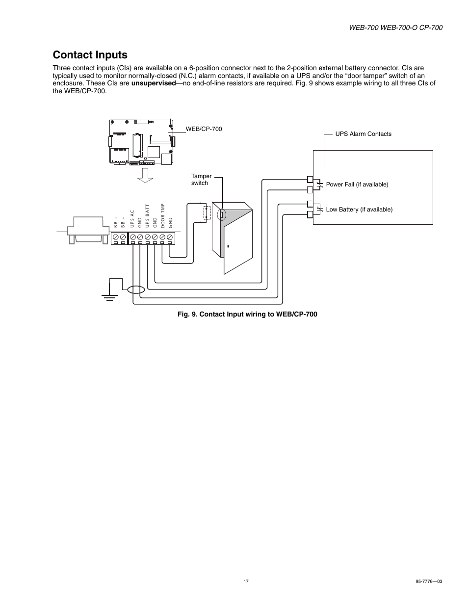 Contact inputs, Contact inputs 17 | Honeywell NIAGARA WEB-700 User Manual | Page 17 / 28