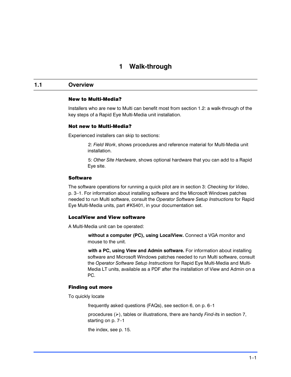 1 walk-through | Honeywell RAPID EYE K9696V2 User Manual | Page 11 / 96