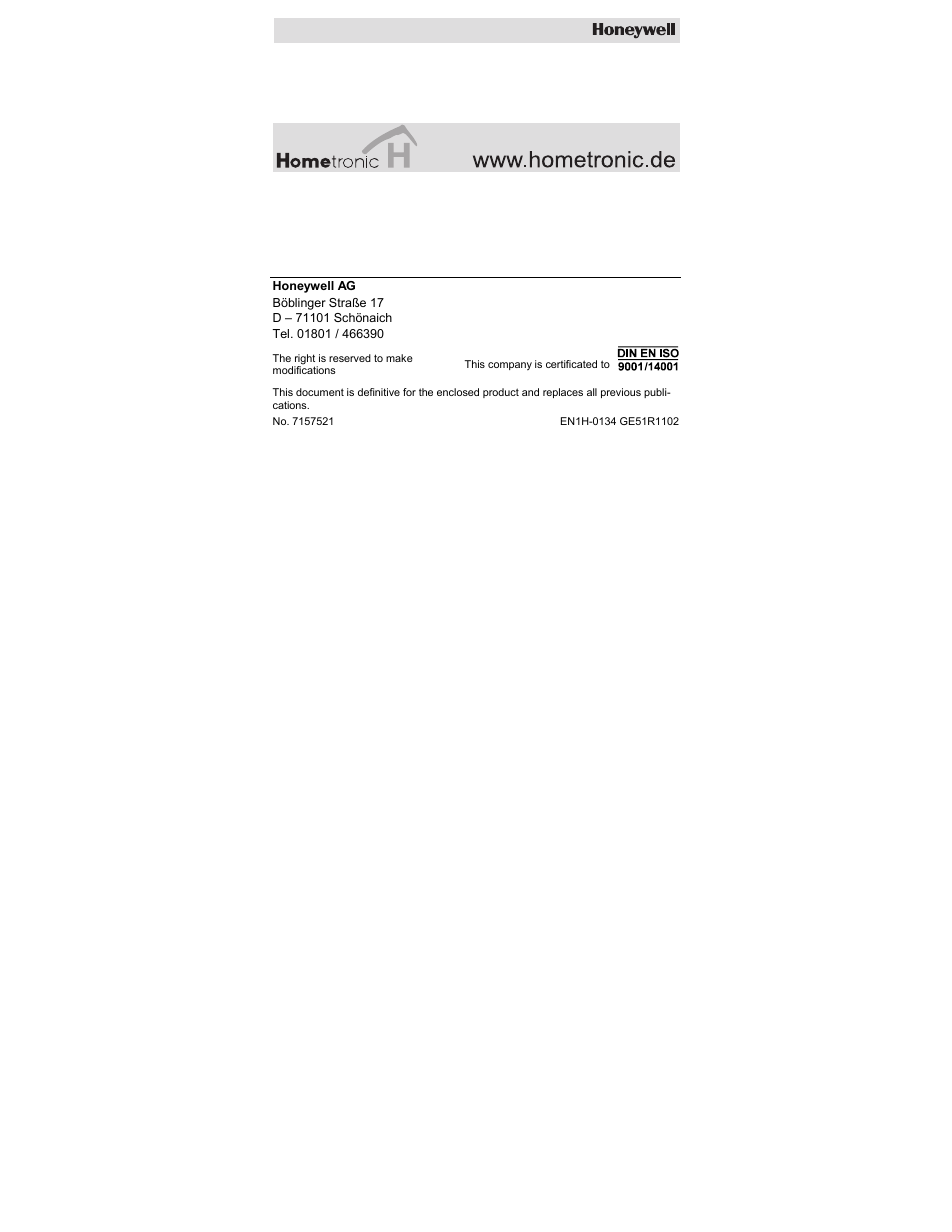 Honeywell HCE 60 User Manual | Page 56 / 56