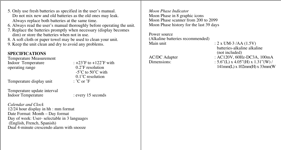 Honeywell PCR11ELW User Manual | Page 8 / 9