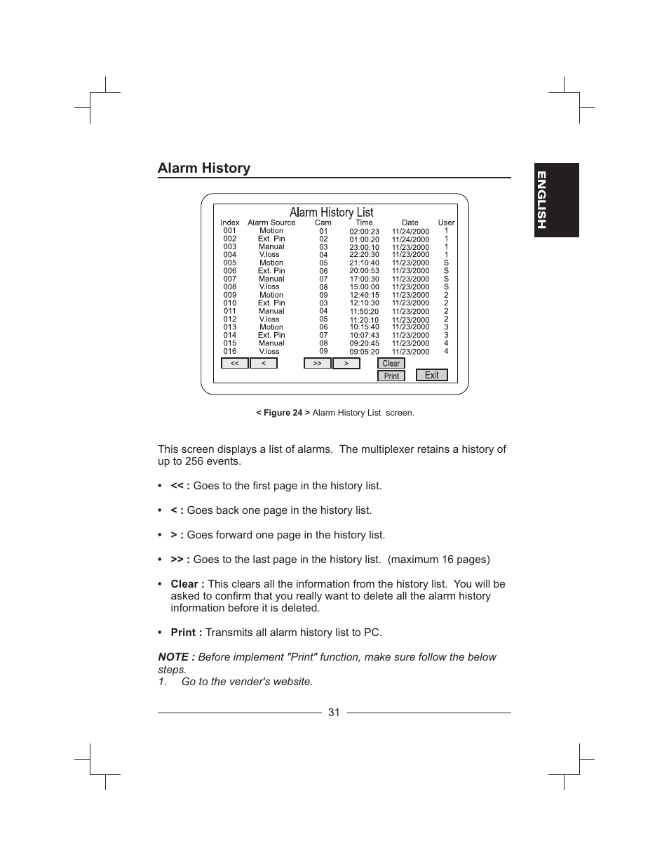 Alarm history | Honeywell HXMT9 / HXMT9X User Manual | Page 45 / 102