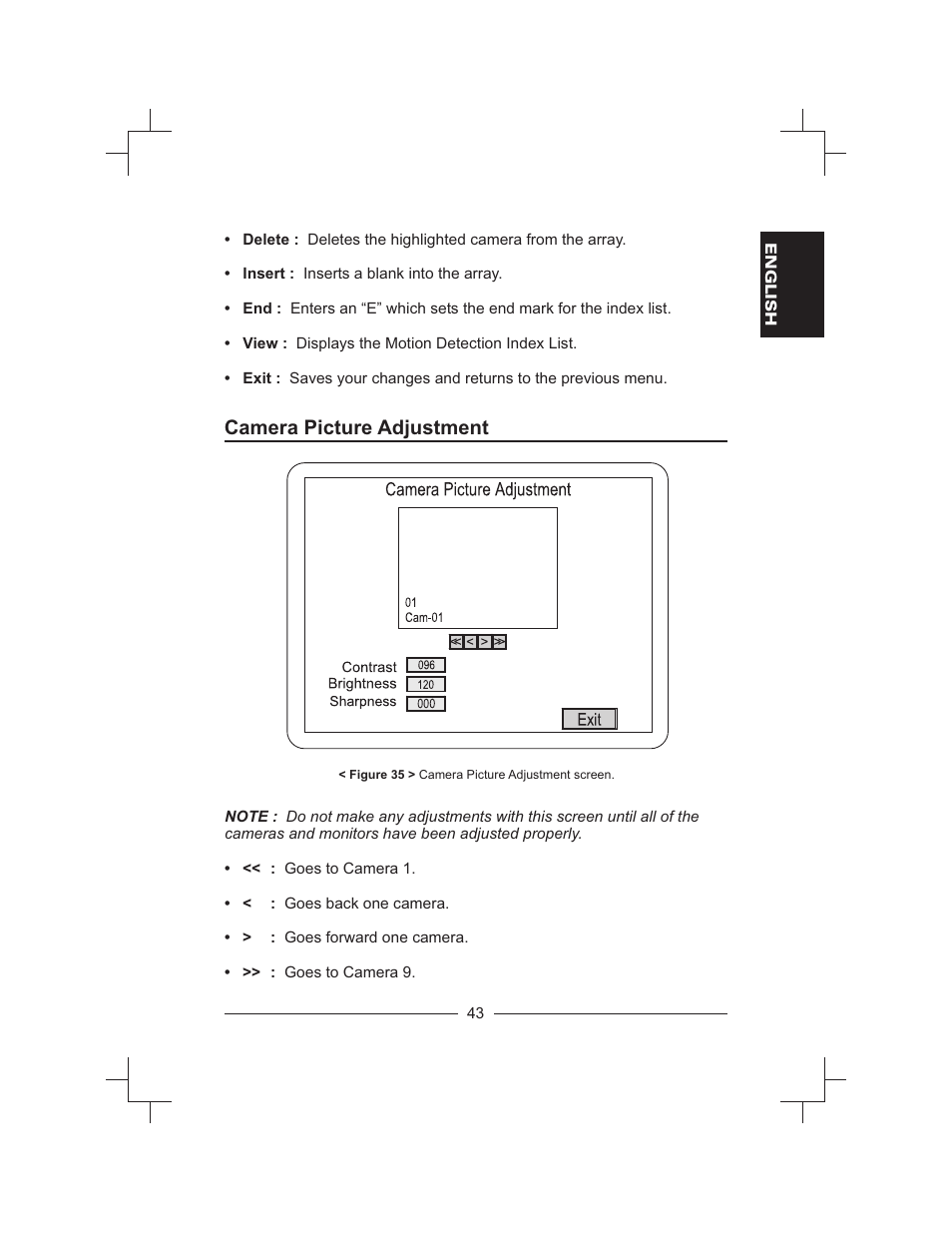 Camera picture adjustment | Honeywell HXMT9 / HXMT9X User Manual | Page 57 / 102
