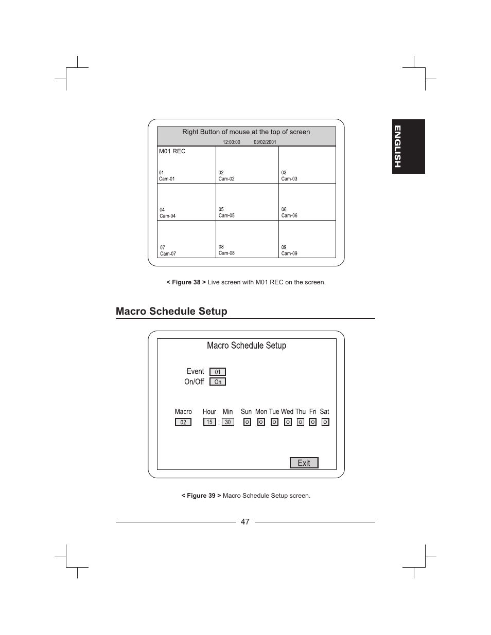 Macro schedule setup | Honeywell HXMT9 / HXMT9X User Manual | Page 61 / 102