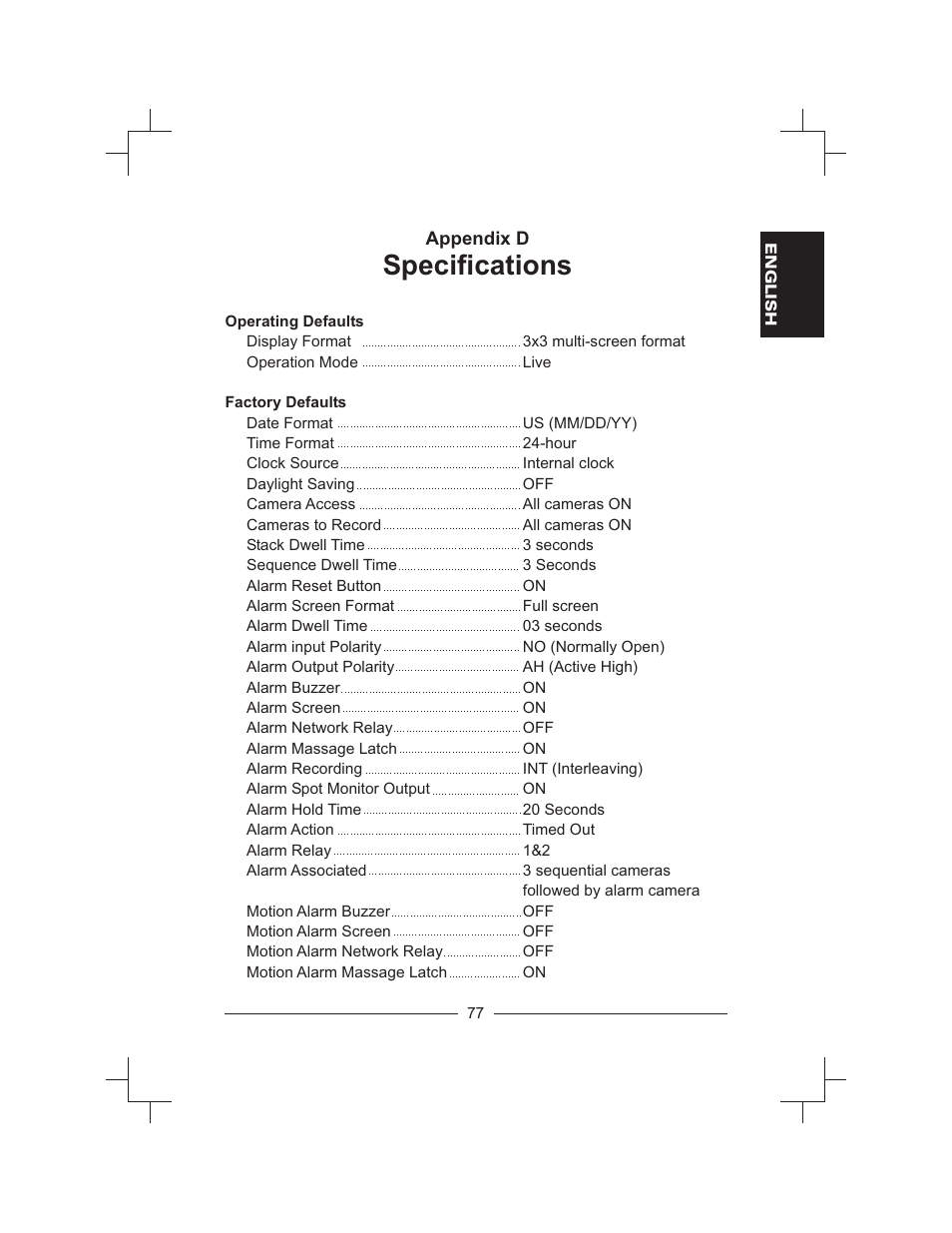 Specifications | Honeywell HXMT9 / HXMT9X User Manual | Page 91 / 102