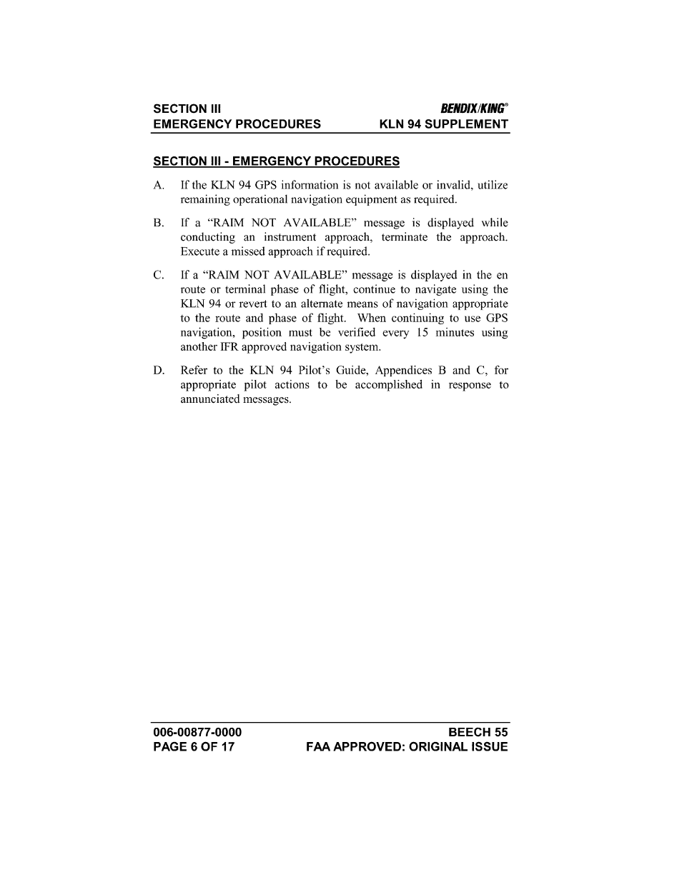 Honeywell BENDIX/KING KLN 94 User Manual | Page 121 / 156