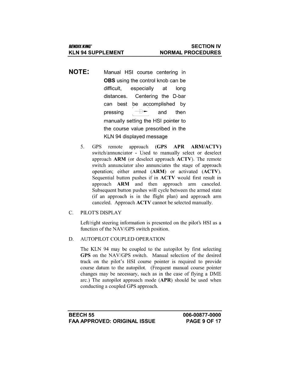 Honeywell BENDIX/KING KLN 94 User Manual | Page 124 / 156