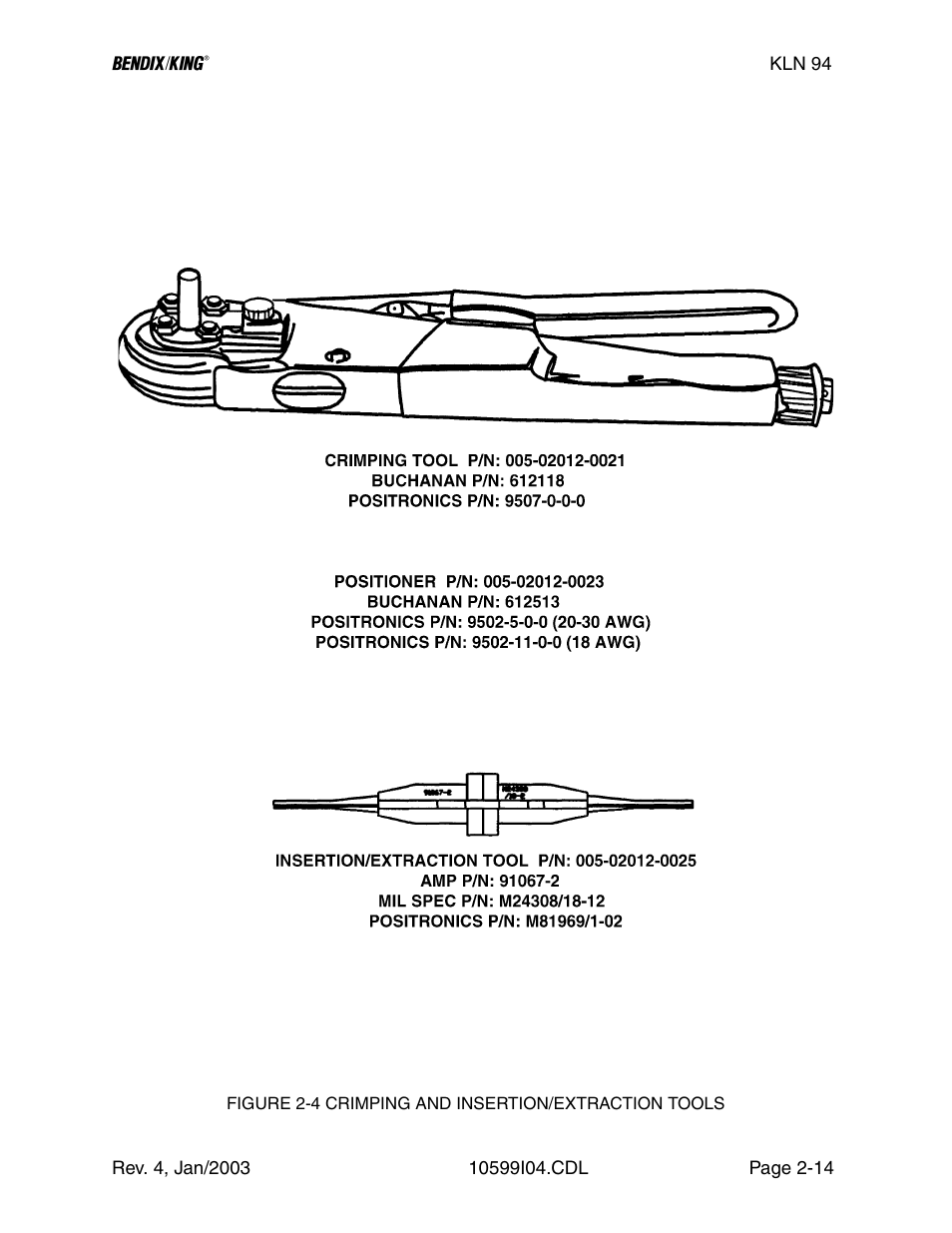 4 kln 94 crimping and insertion/extraction tools | Honeywell BENDIX/KING KLN 94 User Manual | Page 38 / 156