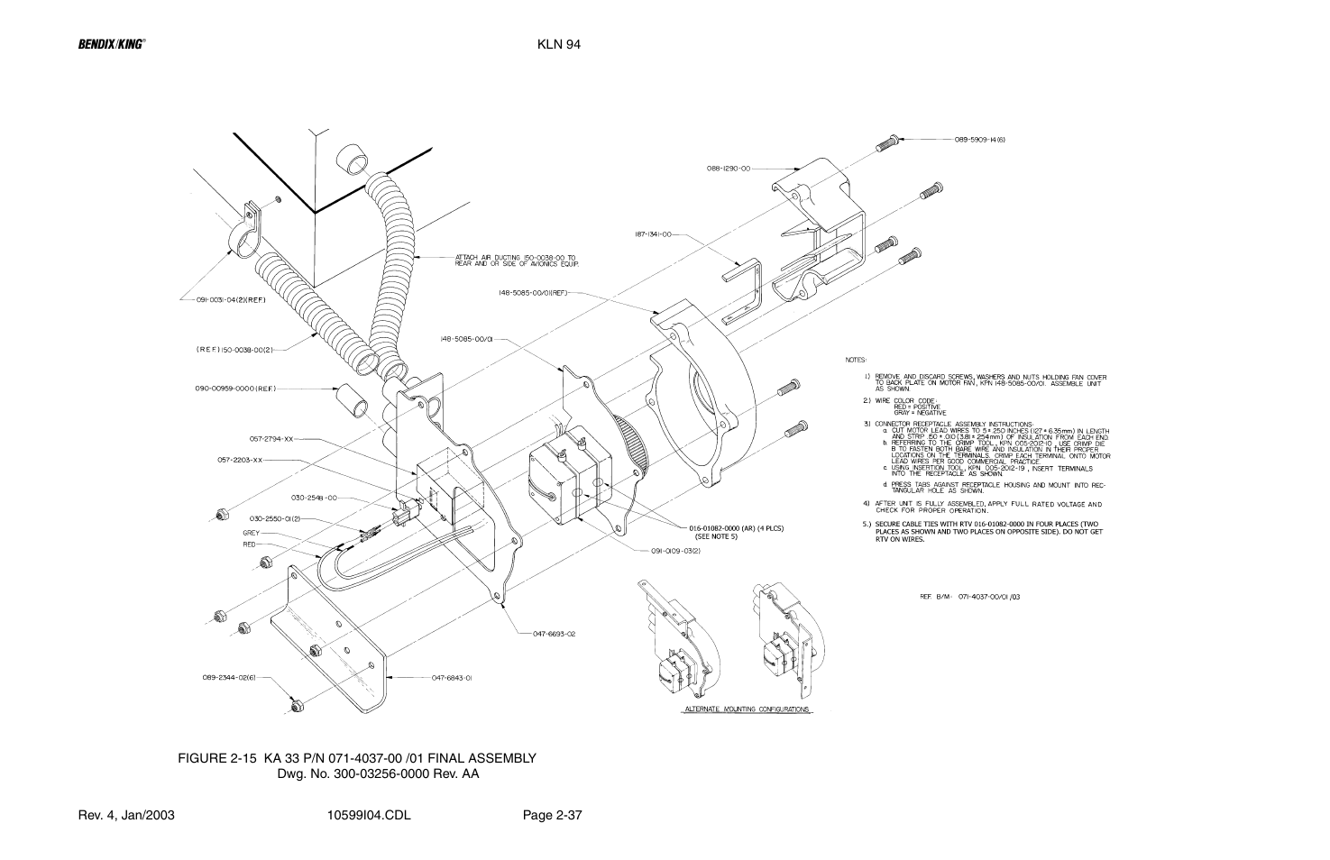15 ka 33 p/n 071-4037-00/01 final assembly | Honeywell BENDIX/KING KLN 94 User Manual | Page 55 / 156