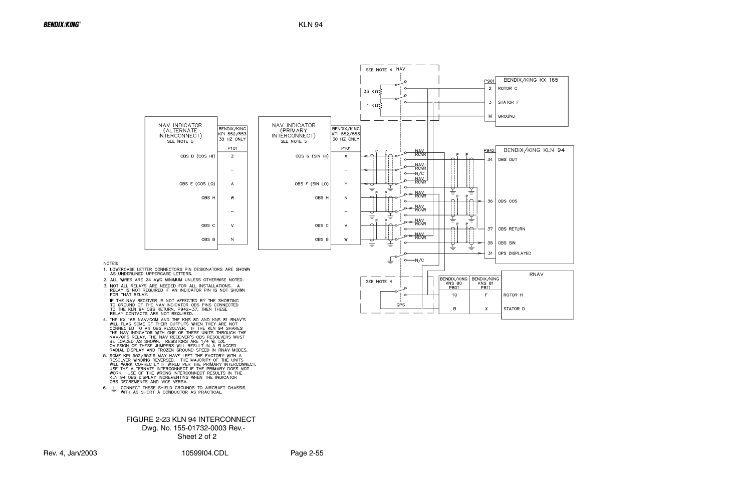 23 kln 94 interconnect drawing | Honeywell BENDIX/KING KLN 94 User Manual | Page 65 / 156