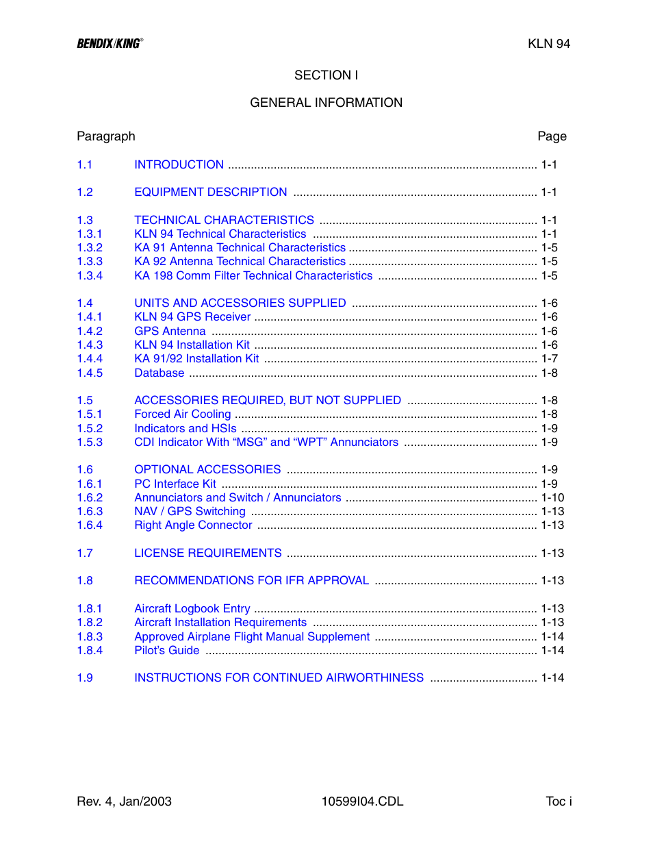 Honeywell BENDIX/KING KLN 94 User Manual | Page 7 / 156