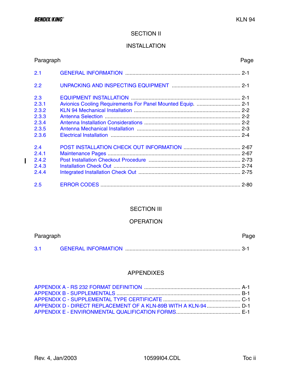 Honeywell BENDIX/KING KLN 94 User Manual | Page 8 / 156