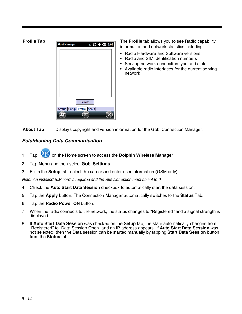 Establishing data communication, Establishing data communication -14 | Honeywell DOLPHIN 99EX User Manual | Page 122 / 190