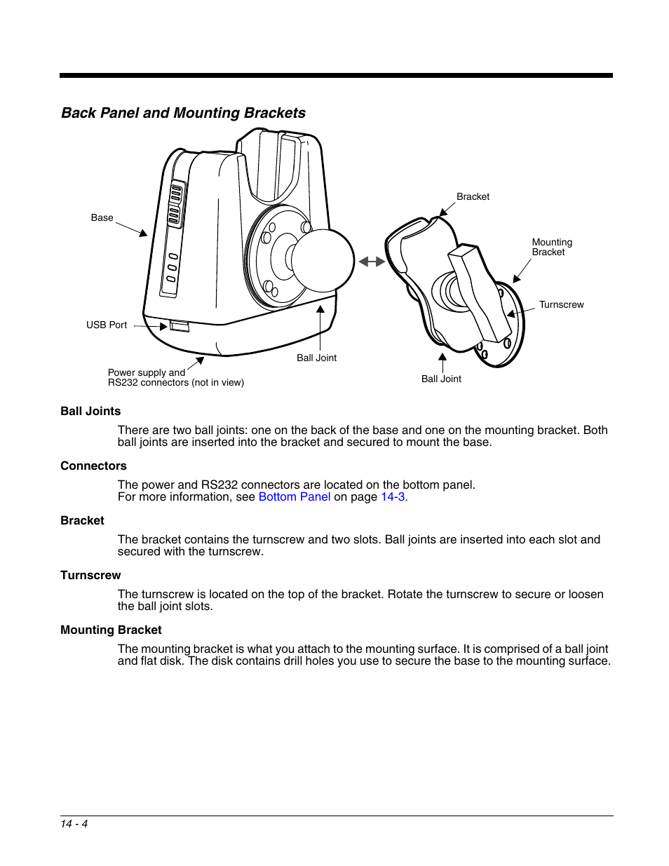 Back panel and mounting brackets, Back panel and mounting brackets -4 | Honeywell DOLPHIN 99EX User Manual | Page 152 / 190