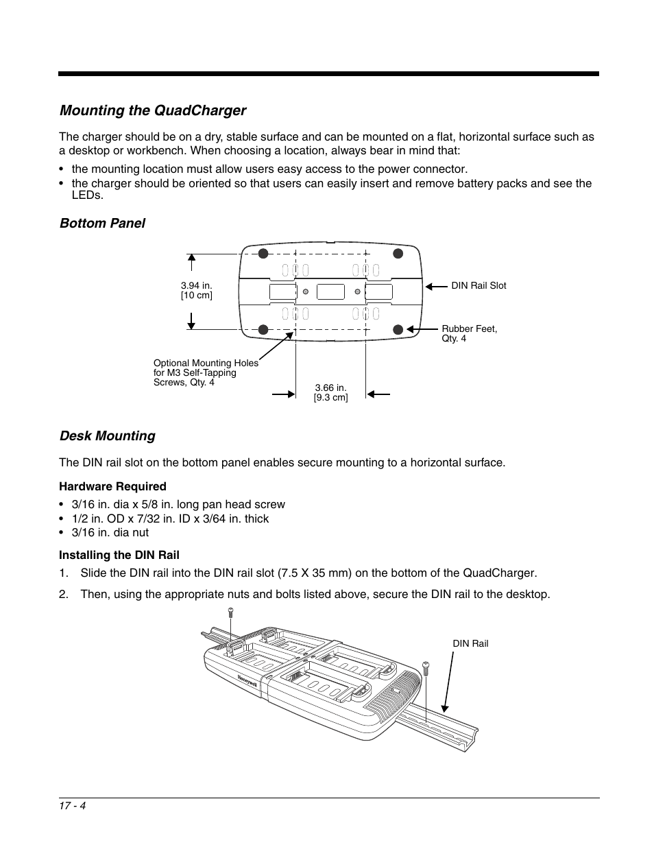 Mounting the quadcharger, Mounting the quadcharger -4 | Honeywell DOLPHIN 99EX User Manual | Page 182 / 190
