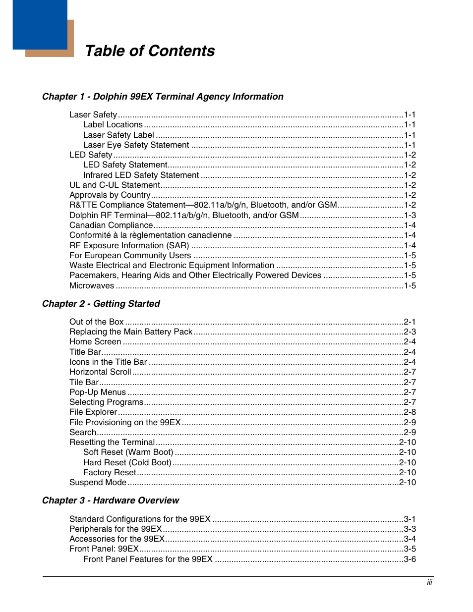 Honeywell DOLPHIN 99EX User Manual | Page 3 / 190