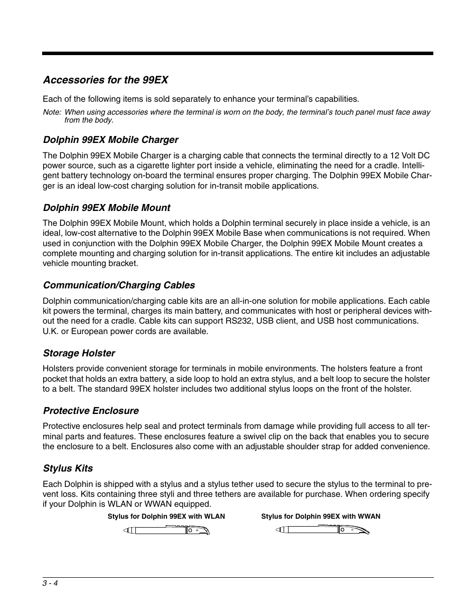 Accessories for the 99ex, Accessories for the 99ex -4 | Honeywell DOLPHIN 99EX User Manual | Page 30 / 190