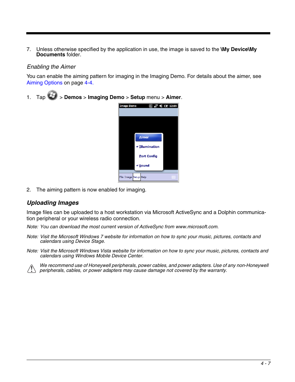 Uploading images, Uploading images -7 | Honeywell DOLPHIN 99EX User Manual | Page 51 / 190