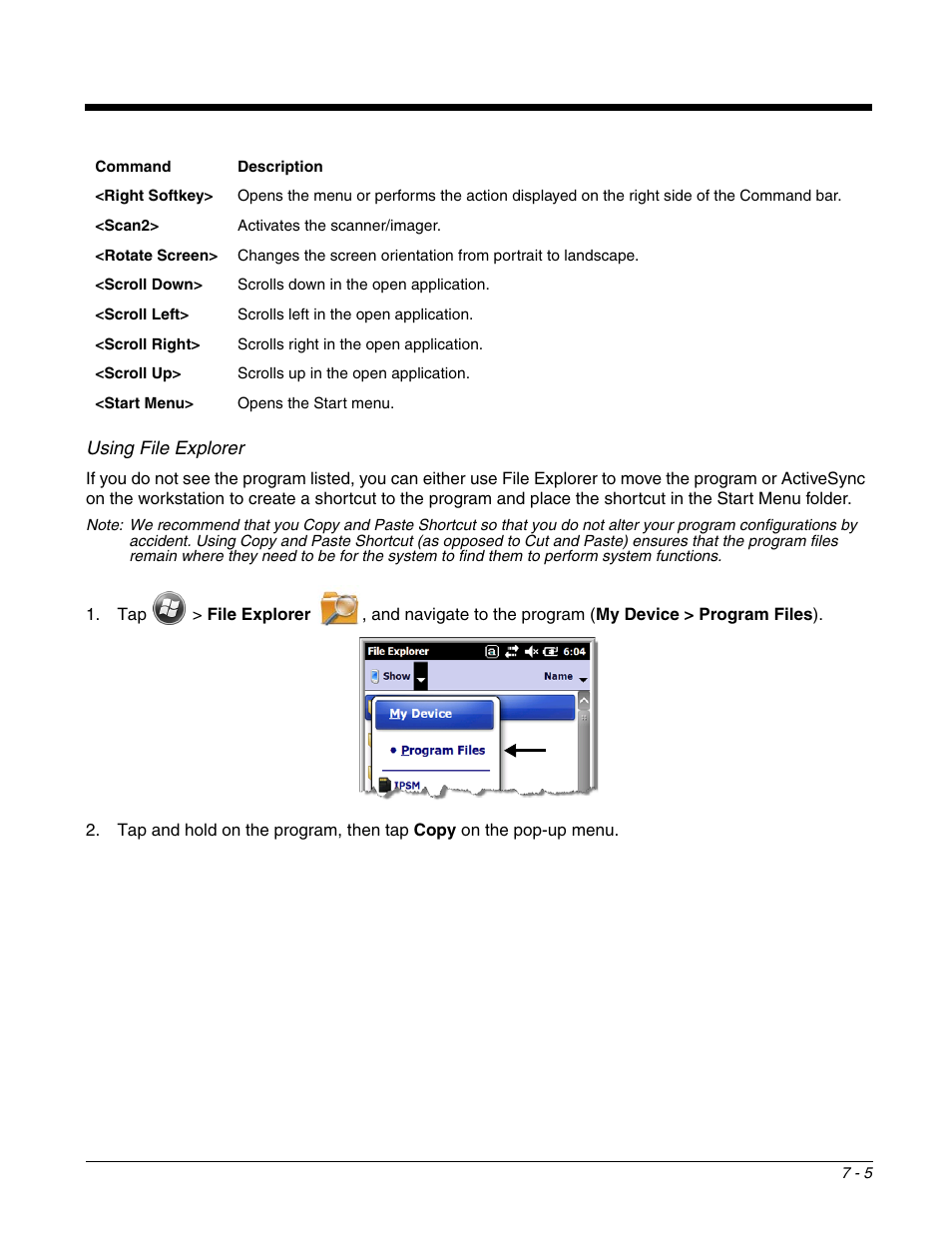 Using file explorer | Honeywell DOLPHIN 99EX User Manual | Page 79 / 190