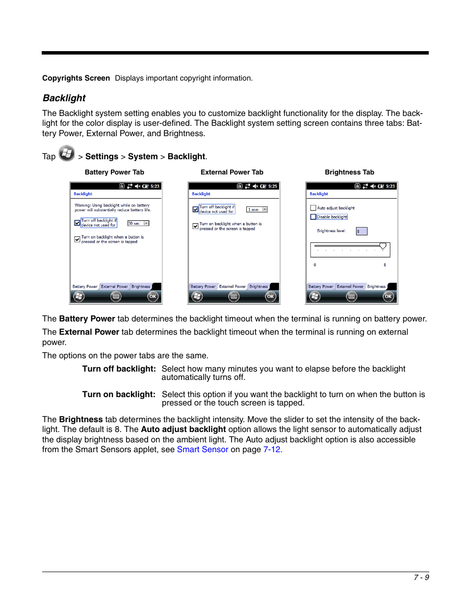 Backlight, Backlight -9, For more information, see | Honeywell DOLPHIN 99EX User Manual | Page 83 / 190