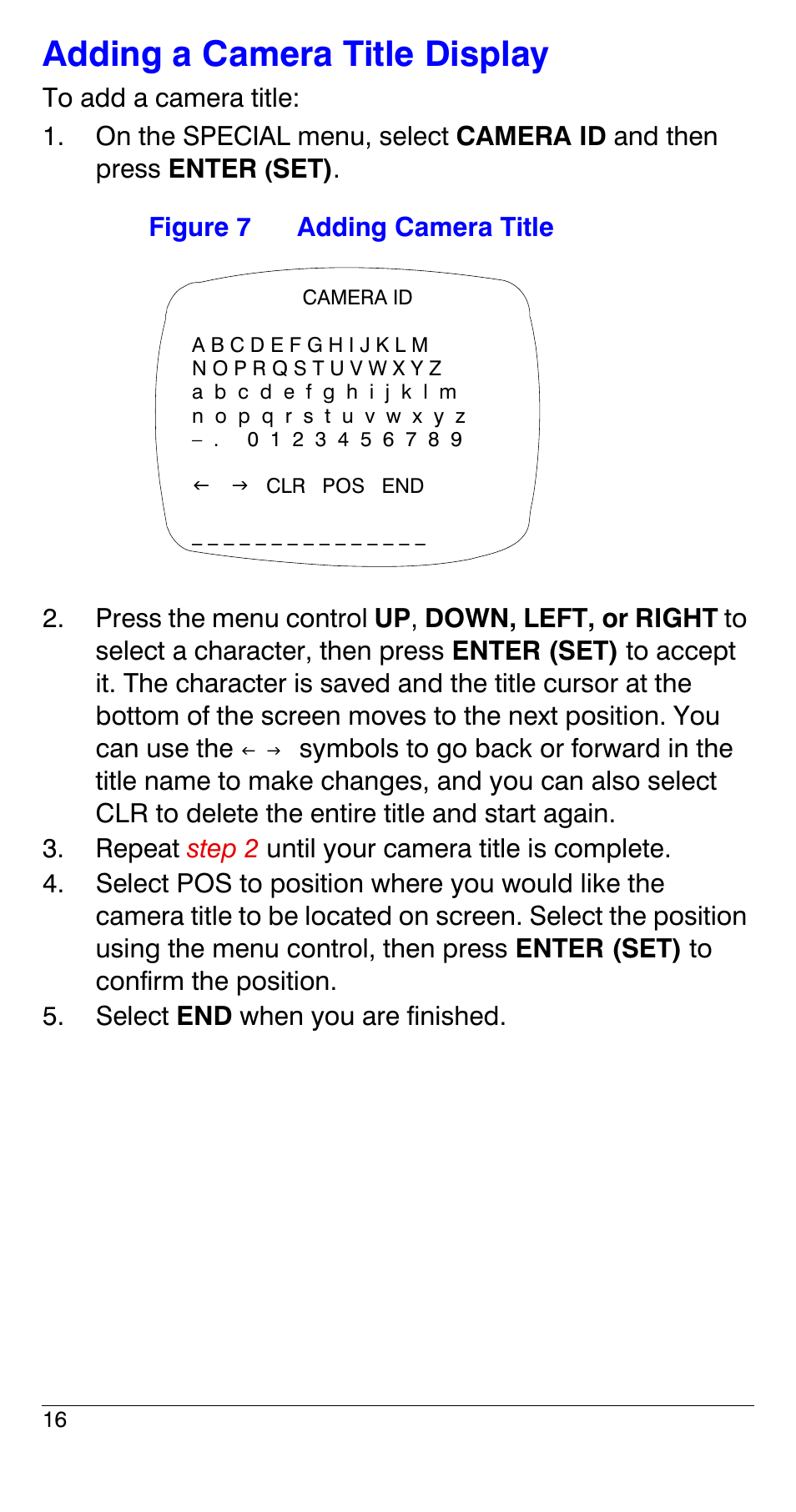 Adding a camera title display, Adding a, Camera title display dc/brightness | Honeywell HCS544 User Manual | Page 16 / 24