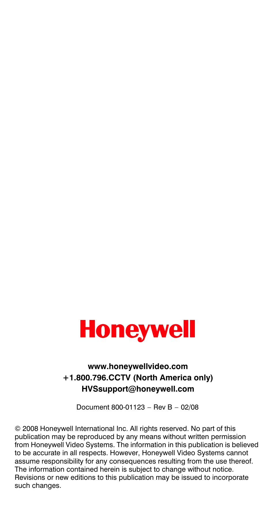 Honeywell HCS544 User Manual | Page 24 / 24