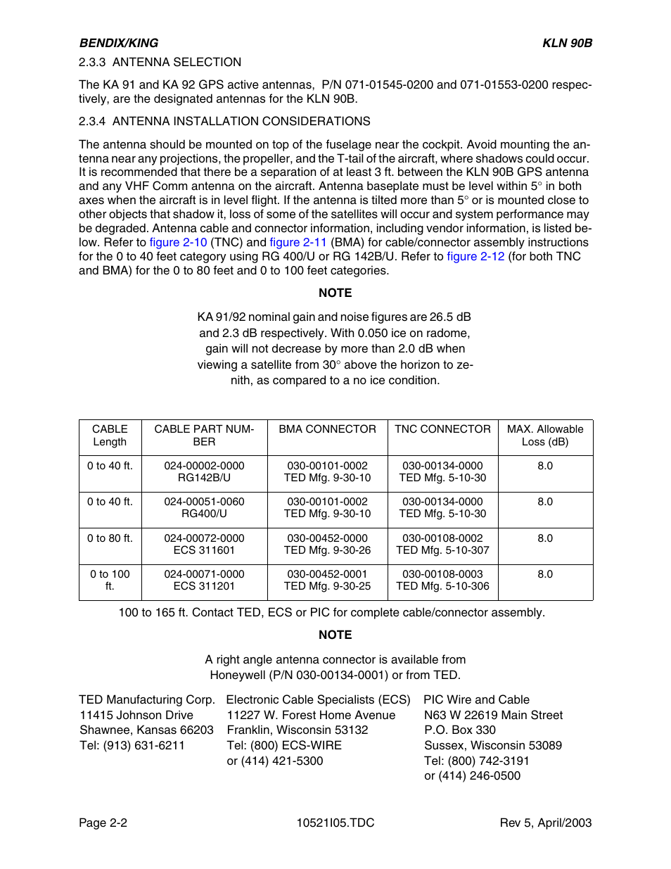 3 antenna selection, 4 antenna installation considerations | Honeywell BEDIX/KING GPS RNAV User Manual | Page 30 / 152