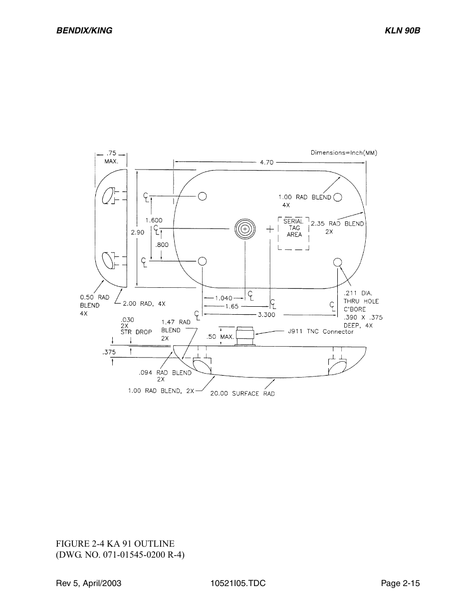4 ka 91 outline drawing | Honeywell BEDIX/KING GPS RNAV User Manual | Page 41 / 152