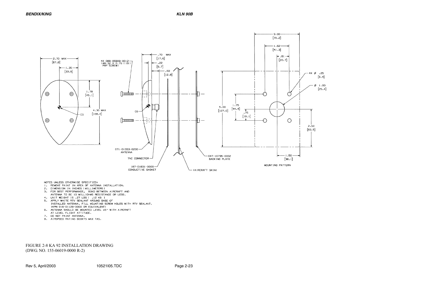 8 ka 92 installation drawing, Figure 2-8 | Honeywell BEDIX/KING GPS RNAV User Manual | Page 47 / 152
