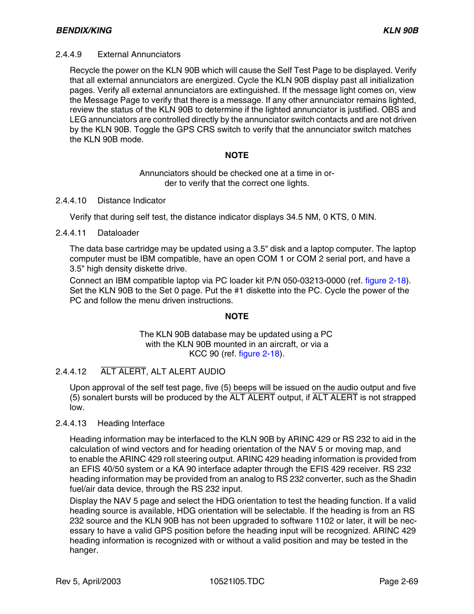 9 external annunciators, 10 distance indicator, 11 dataloader | 12 alt alert, alt alert audio, 13 heading interface, Section 2.4.4.11 | Honeywell BEDIX/KING GPS RNAV User Manual | Page 75 / 152
