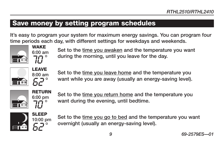 Honeywell RTHL2510 User Manual | Page 11 / 48