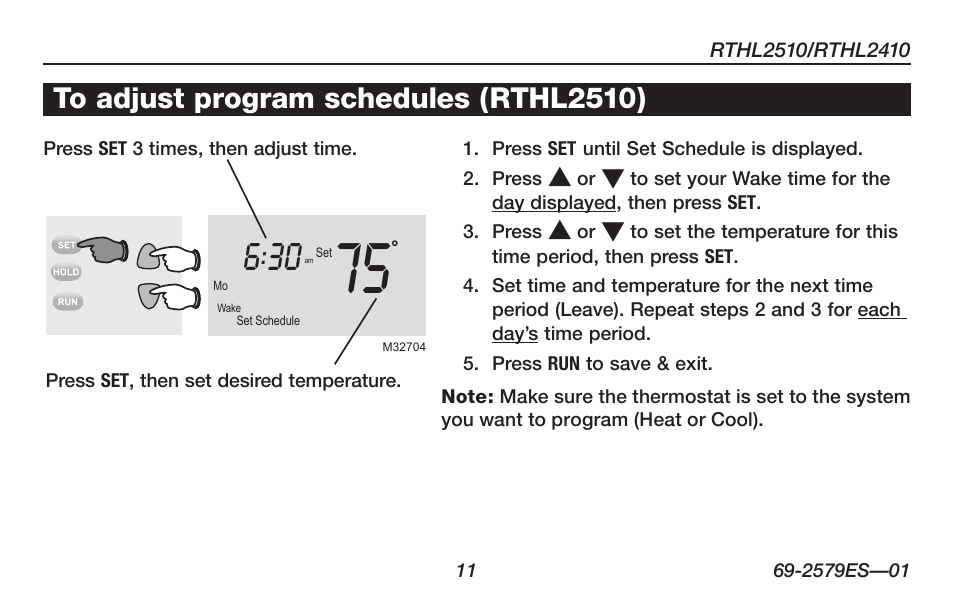 Honeywell RTHL2510 User Manual | Page 13 / 48