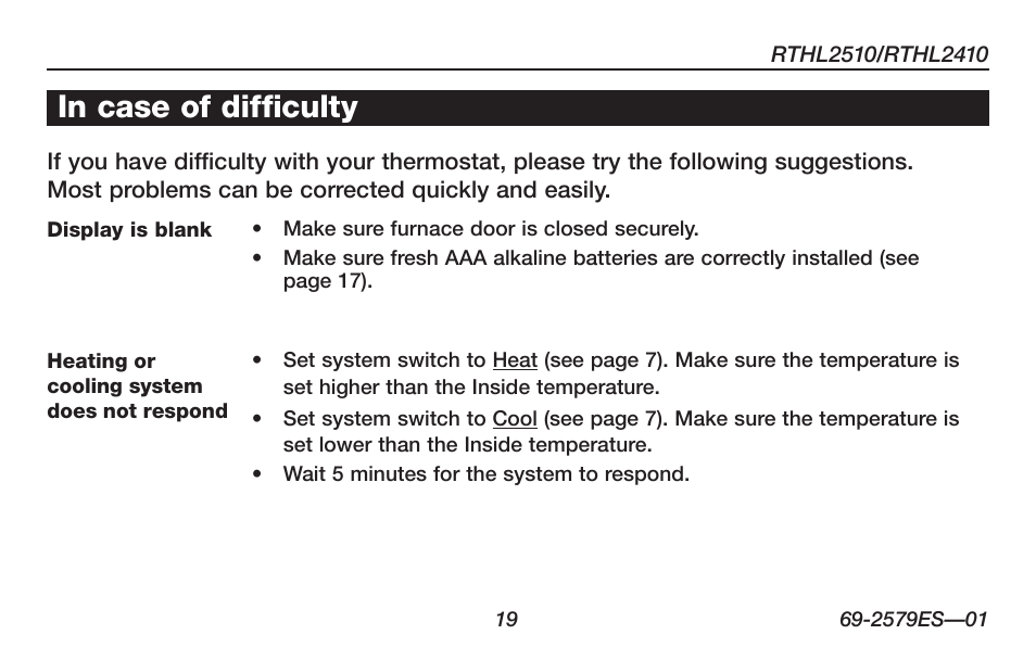 Honeywell RTHL2510 User Manual | Page 21 / 48