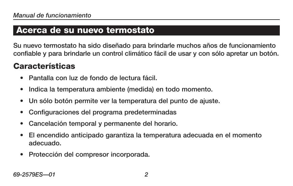 Acerca de su nuevo termostato | Honeywell RTHL2510 User Manual | Page 28 / 48