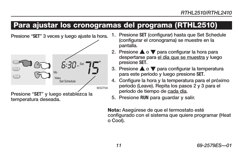 Acerca de su nuevo termostato | Honeywell RTHL2510 User Manual | Page 37 / 48