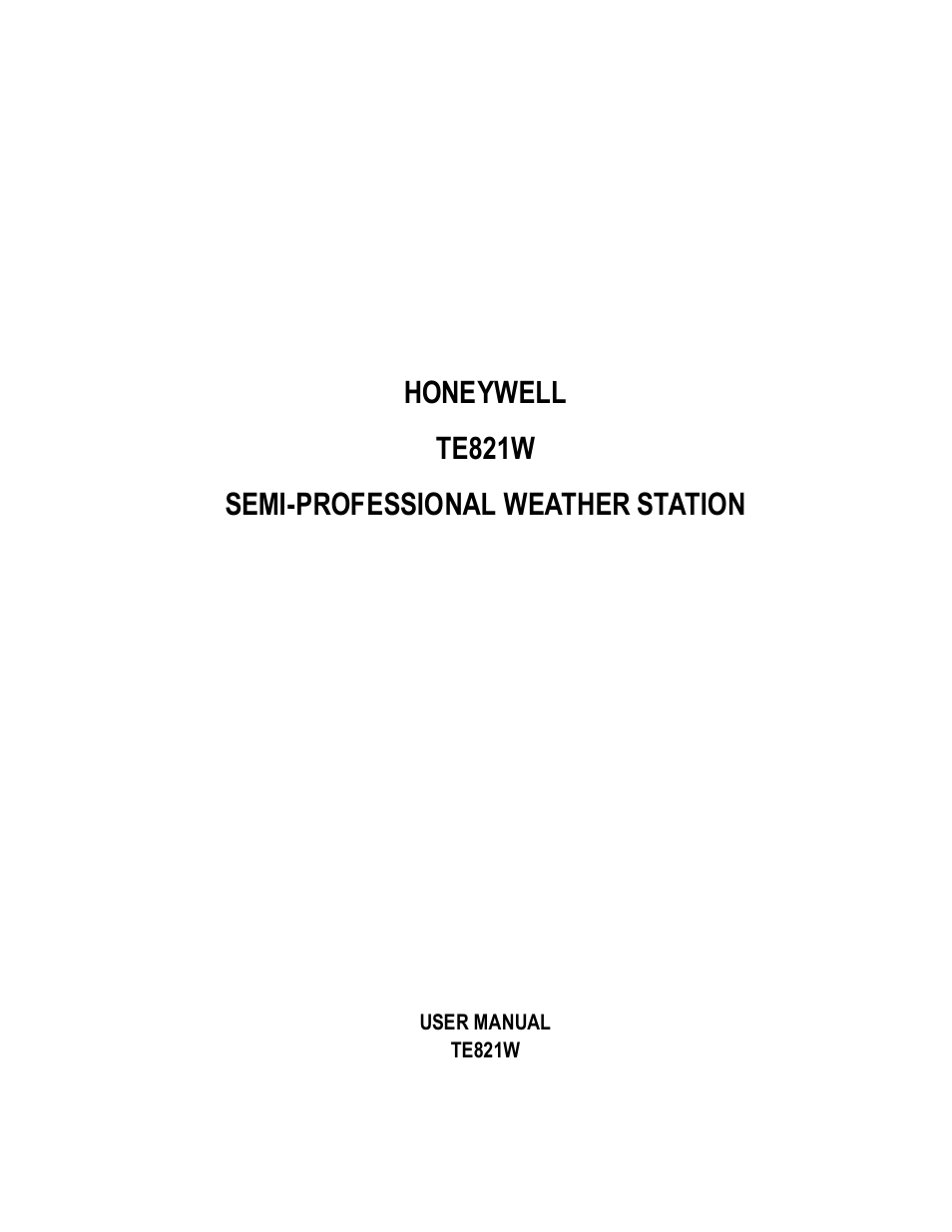 Honeywell TE821WD User Manual | 33 pages