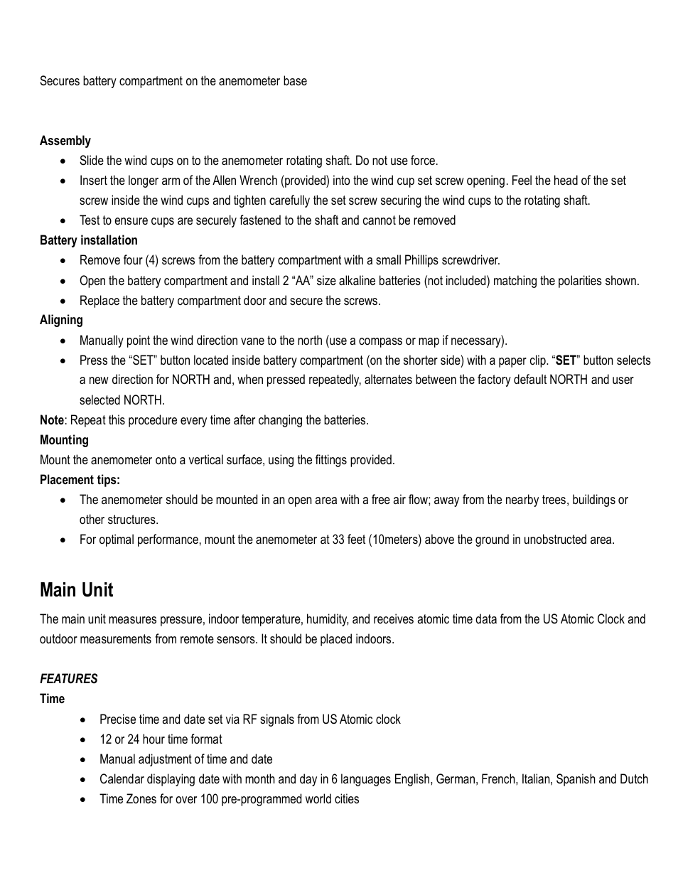 Main unit | Honeywell TE821WD User Manual | Page 9 / 33
