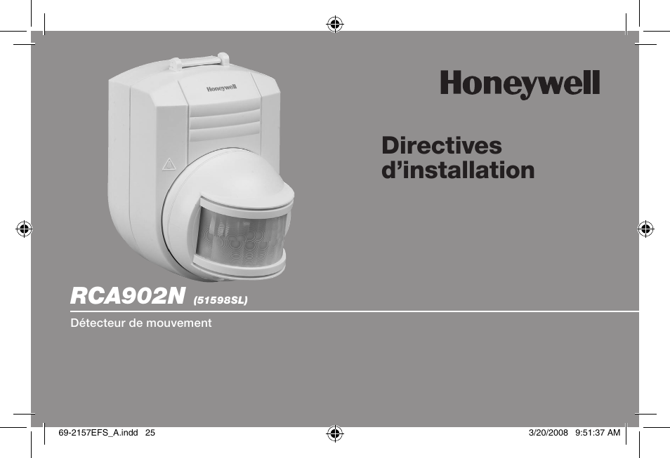 Directives d’installation, Rca902n | Honeywell RCA902N User Manual | Page 27 / 80