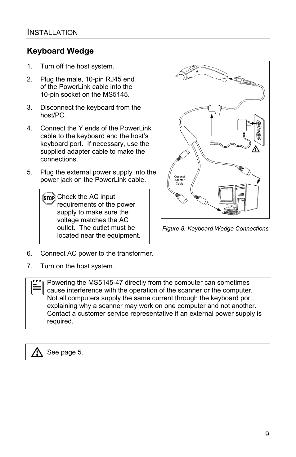 Keyboard wedge, Keyboard, Wedge | Honeywell Eclipse MS5100 Series User Manual | Page 13 / 52
