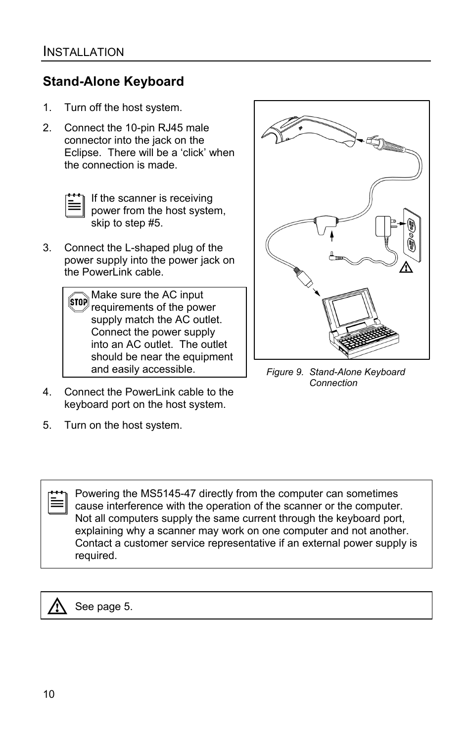 Stand-alone keyboard | Honeywell Eclipse MS5100 Series User Manual | Page 14 / 52