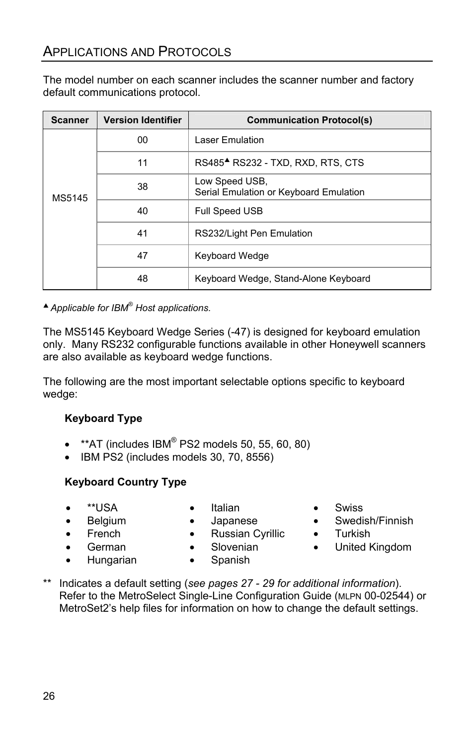 Applications and protocols | Honeywell Eclipse MS5100 Series User Manual | Page 30 / 52