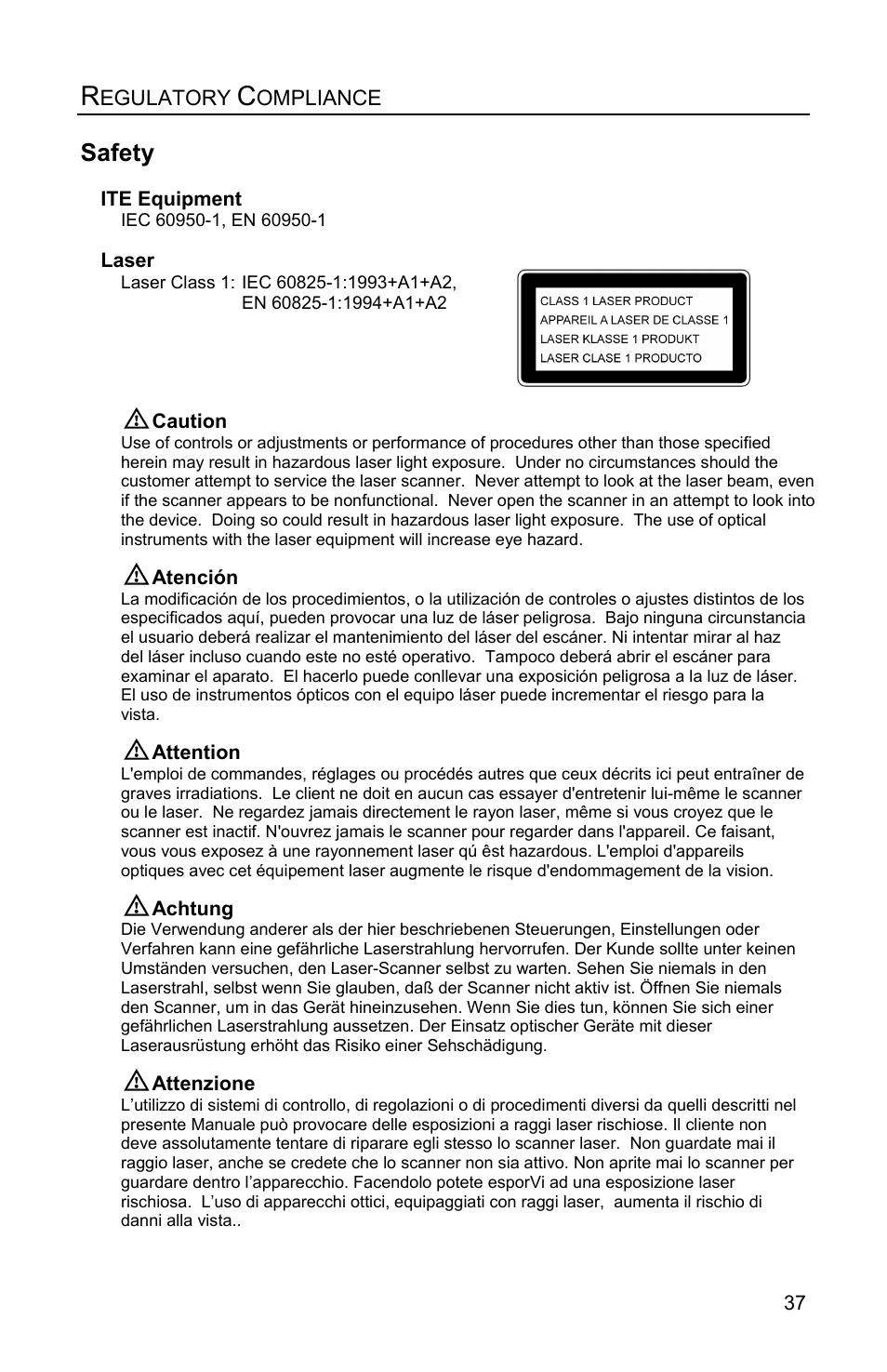 Regulatory compliance, Safety | Honeywell Eclipse MS5100 Series User Manual | Page 41 / 52