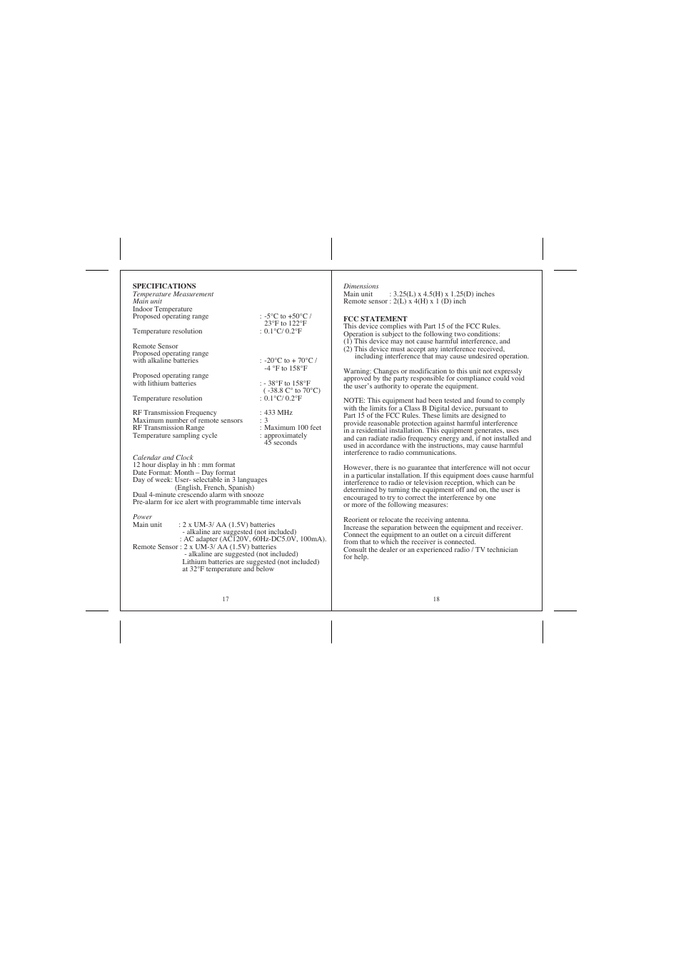 Honeywell PCR325W User Manual | Page 10 / 11