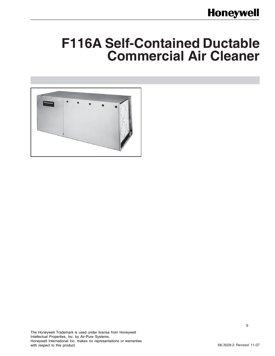 Honeywell F116A User Manual | 2 pages