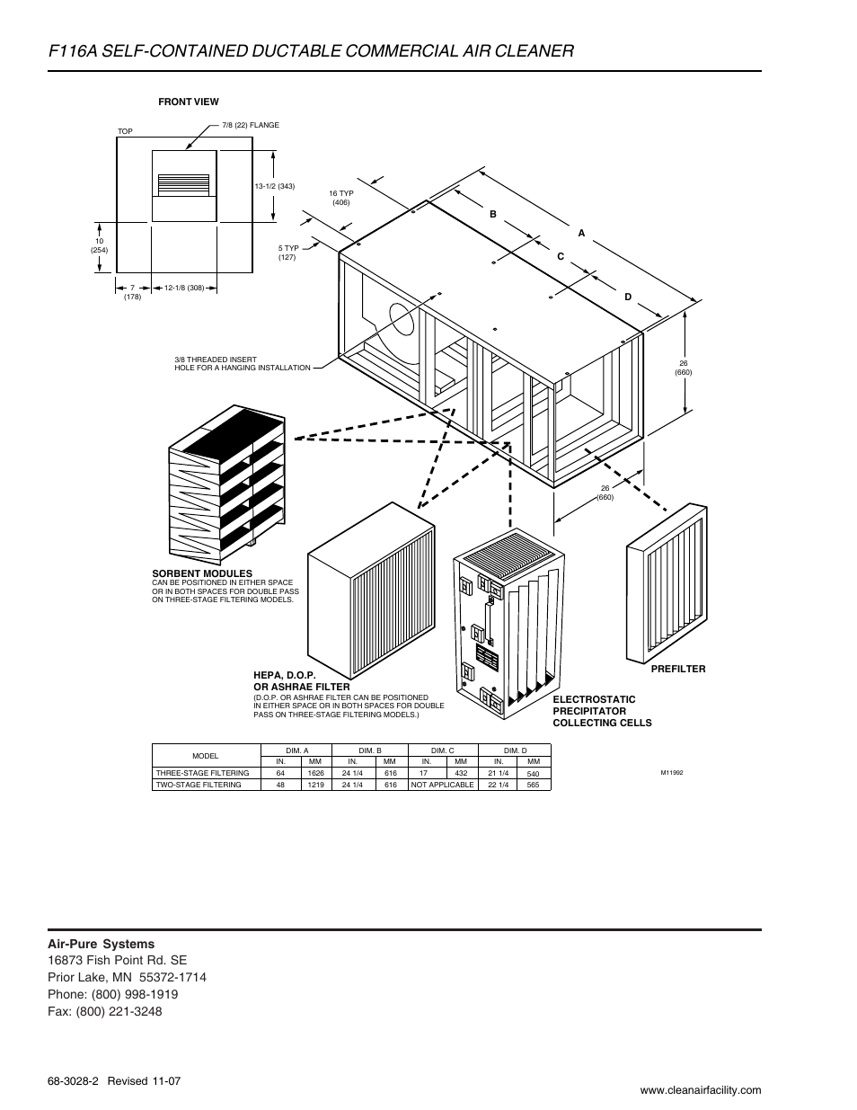 Fig. 1. approximate dimensions in inches (mm) | Honeywell F116A User Manual | Page 2 / 2