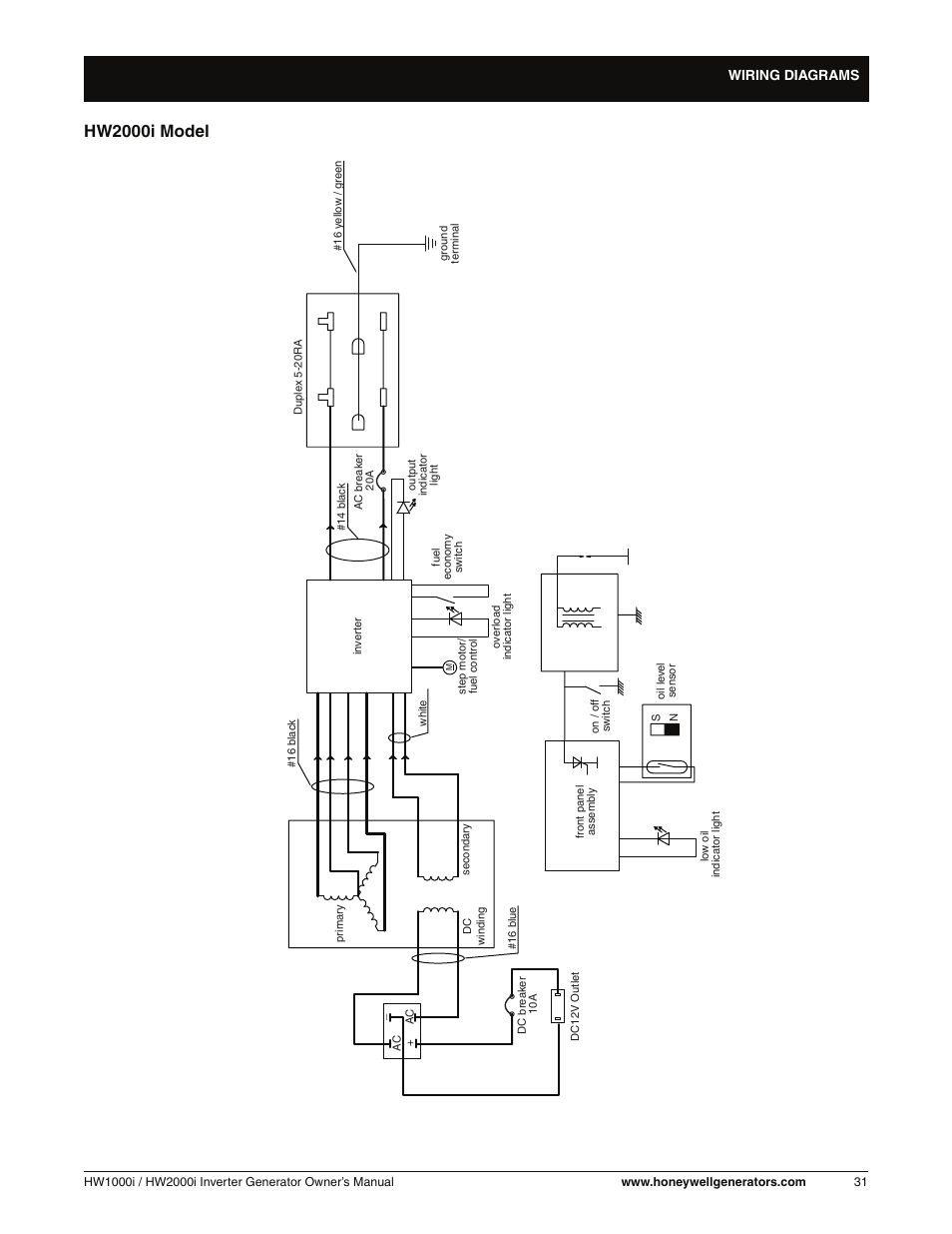 Wiring diagram - hw2000i model, Hw2000i model | Honeywell HW2000i User Manual | Page 37 / 46