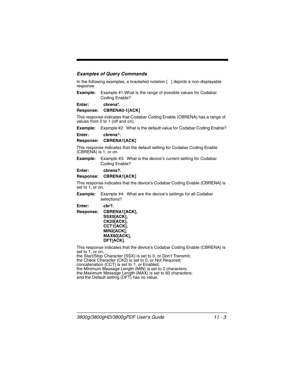 Examples of query commands, Examples of query commands -3 | Honeywell 3800gPDF User Manual | Page 115 / 156