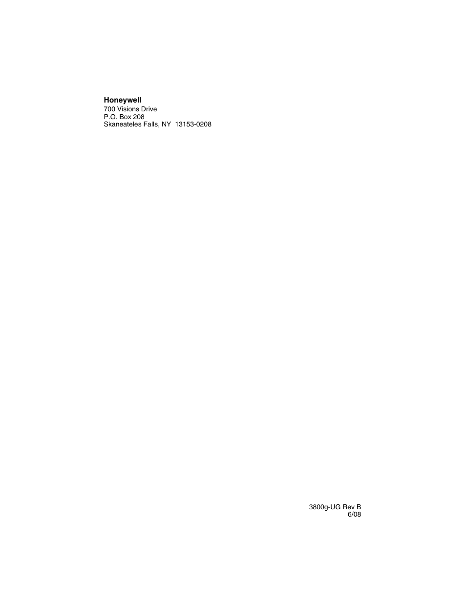 Honeywell 3800gPDF User Manual | Page 156 / 156